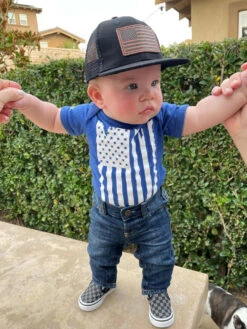 LA Police Gear Distressed Flag Baby Onesie -Vanguard Uniforms la police gear distressed flag baby onesie df onesie 52304.1641639573