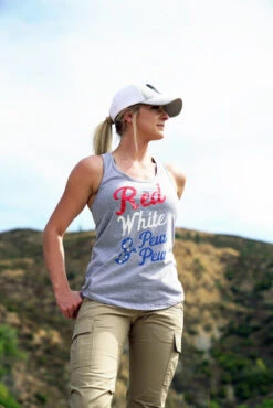 LA Police Gear Women's Red White & Pew Pew Tank Top -Vanguard Uniforms la police gear womens red white and pew pew tank top ts red white 28390.1609375983